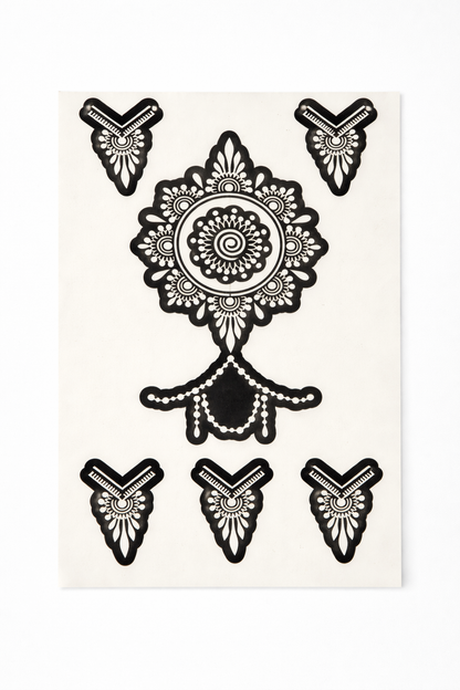 Elegant Mandala Henna Stencil for Hands – Intricate Floral Mehndi Design