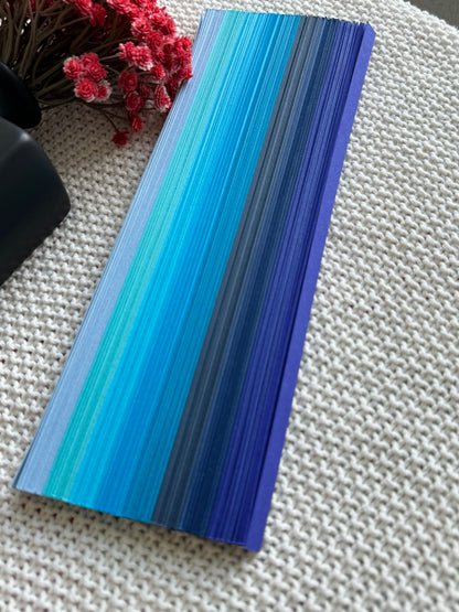 Blue Quilling Strips – 10mm | 270 GSM | 8 Shades x 30 strips