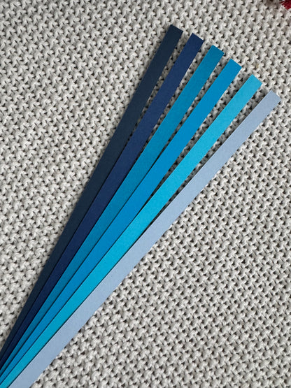 Blue Quilling Strips – 10mm | 270 GSM | 8 Shades x 30 strips