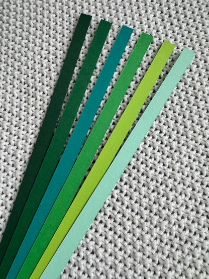 Green Series Quilling Strips – 8 Colors x 30 Strips | 270gsm