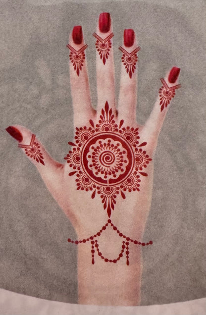 Elegant Mandala Henna Stencil for Hands – Intricate Floral Mehndi Design