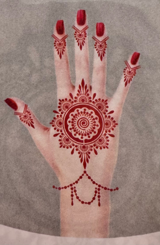 Elegant Mandala Henna Stencil for Hands – Intricate Floral Mehndi Design