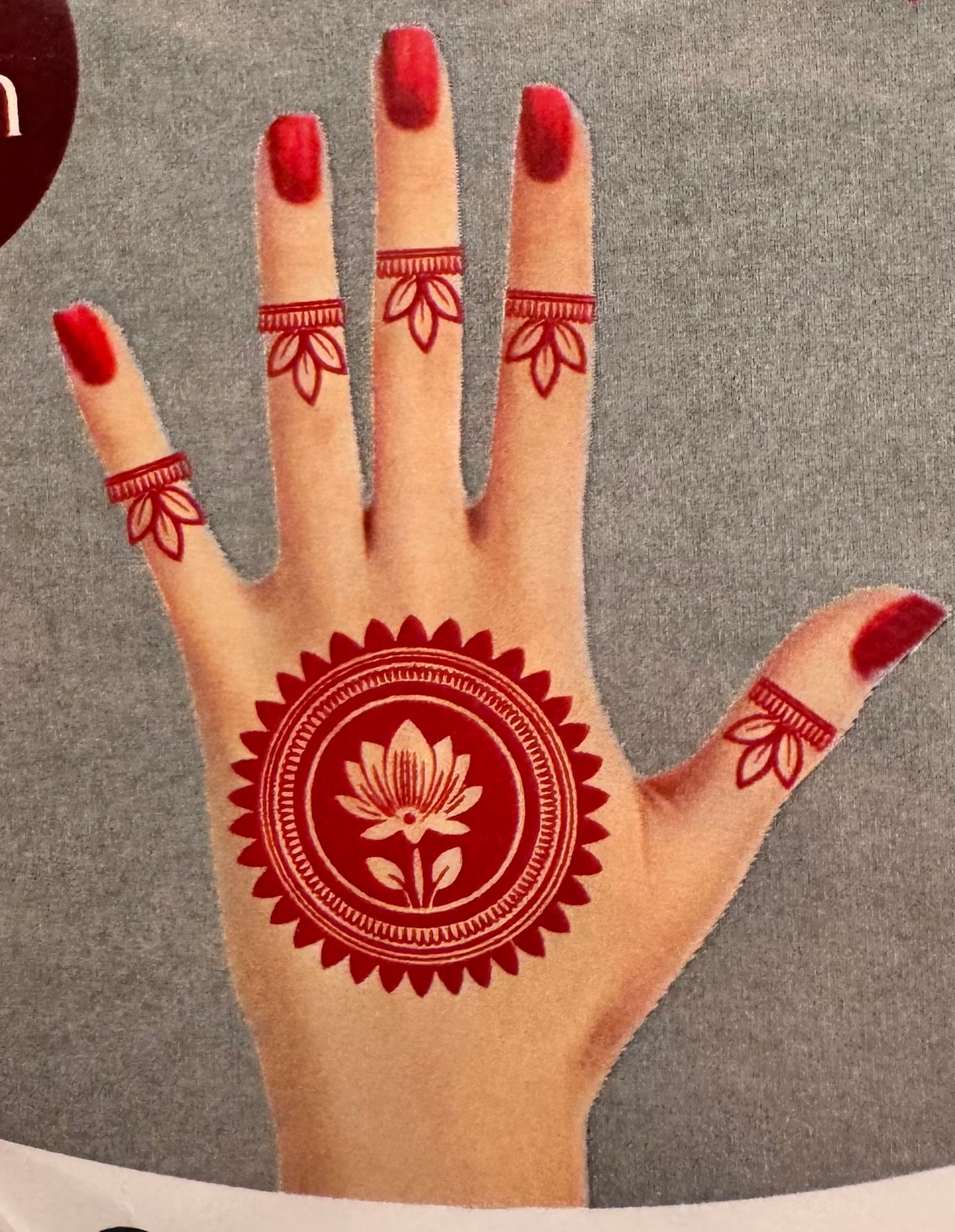 Lotus Mandala Henna Stencil Set – Elegant Floral Hand & Body Mehndi Design (Single Use)