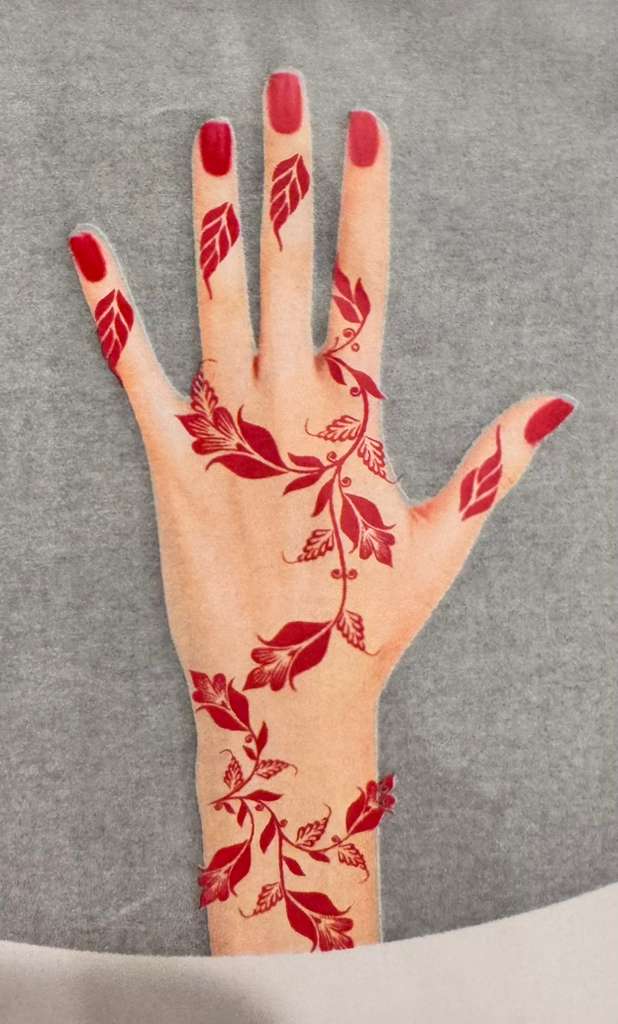 Floral Vine Henna Stencil for Hands – Easy Mehndi Hand Design Template with Finger Leaves