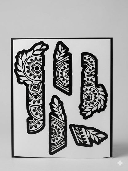 Finger Henna Stencil Set – Floral Henna Finger Design Template