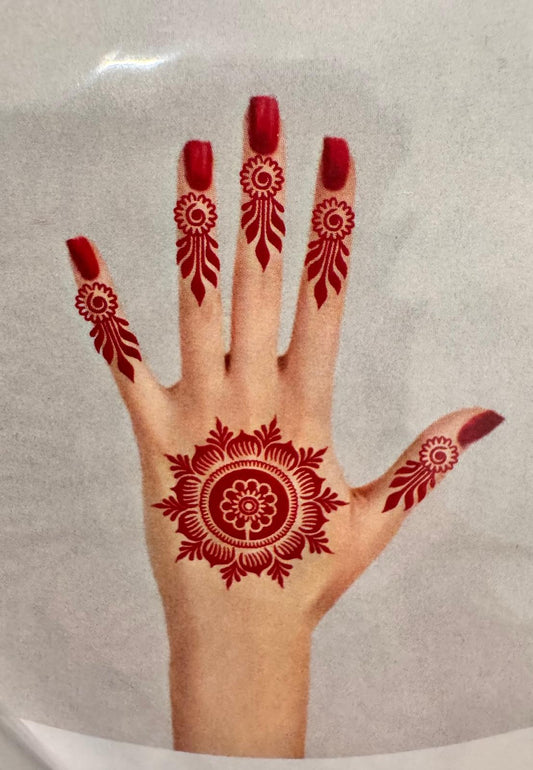Mandala Henna Stencil Set – Elegant Floral Hand henna Design (Single Use)