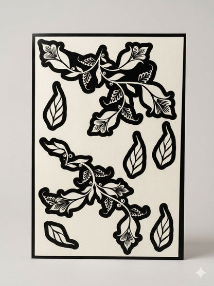 Floral Vine Henna Stencil for Hands – Easy Mehndi Hand Design Template with Finger Leaves